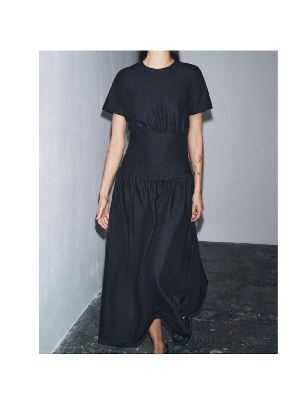 Zara NWT denim collection midi dress size Small